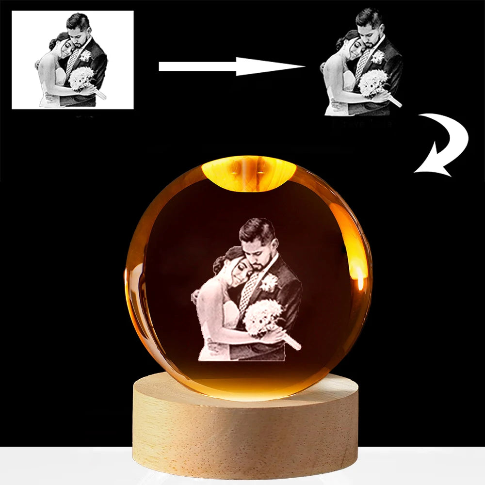 3D Customized Crystal Sphere | Premium LED Night Light