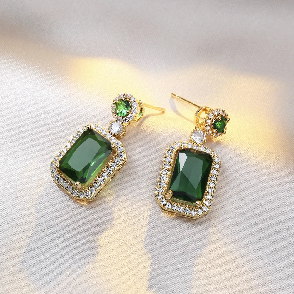 Exquisite Quadrate Rhinestone Necklace Earrings & Ring Jewellery Set