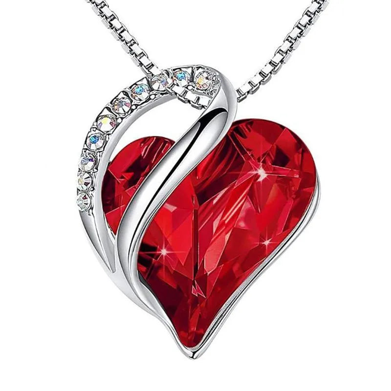 Ocean Heart Pendant Necklace with Eternal Rose Gift Box