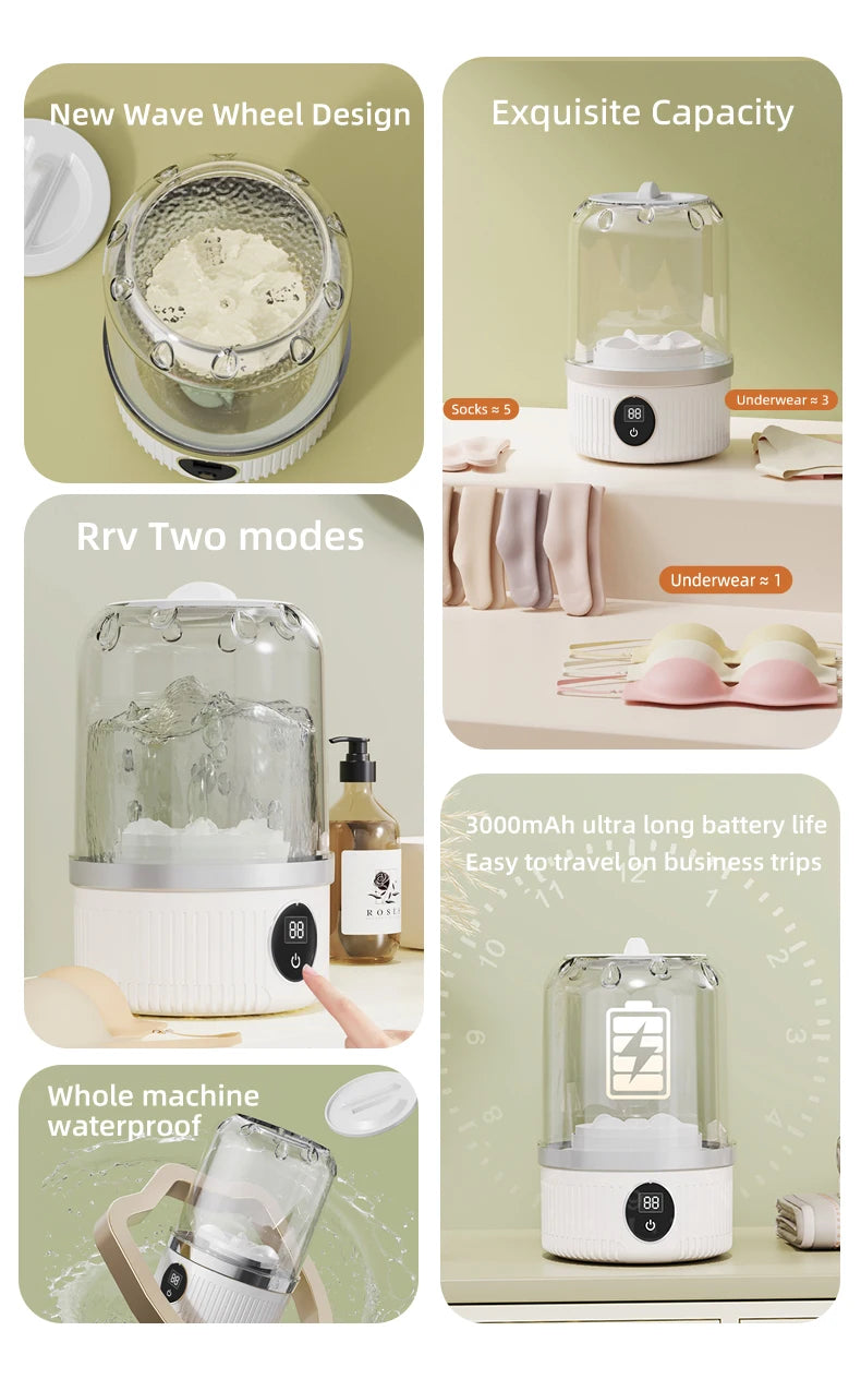 AliSolve™ Portable Mini Washer | Compact Ultrasonic Clothes Cleaner