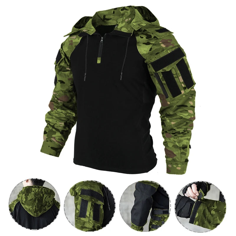 US Army CP Camouflage Multicam Military Combat T-Shirt Men Tactical Shirt Airsoft Paintball Camping Hunting Clothing