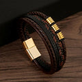 Men's Hand-Woven Multi-Layer Leather Bracelet with Magnetic Clasp