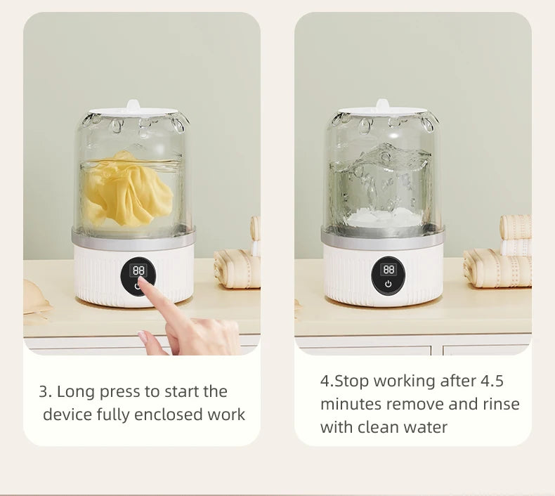 AliSolve™ Portable Mini Washer | Compact Ultrasonic Clothes Cleaner