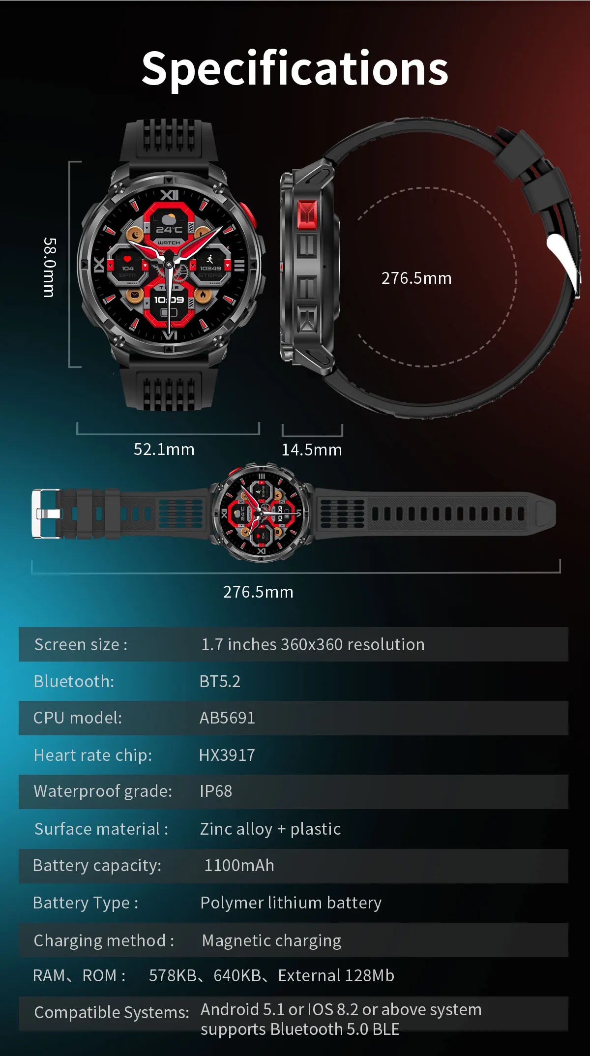 T-Rex3 Pro Military Smartwatch