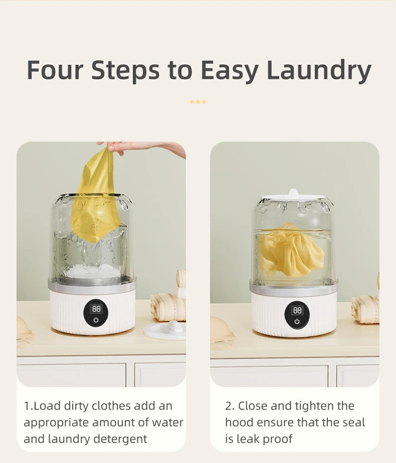AliSolve™ Portable Mini Washer | Compact Ultrasonic Clothes Cleaner