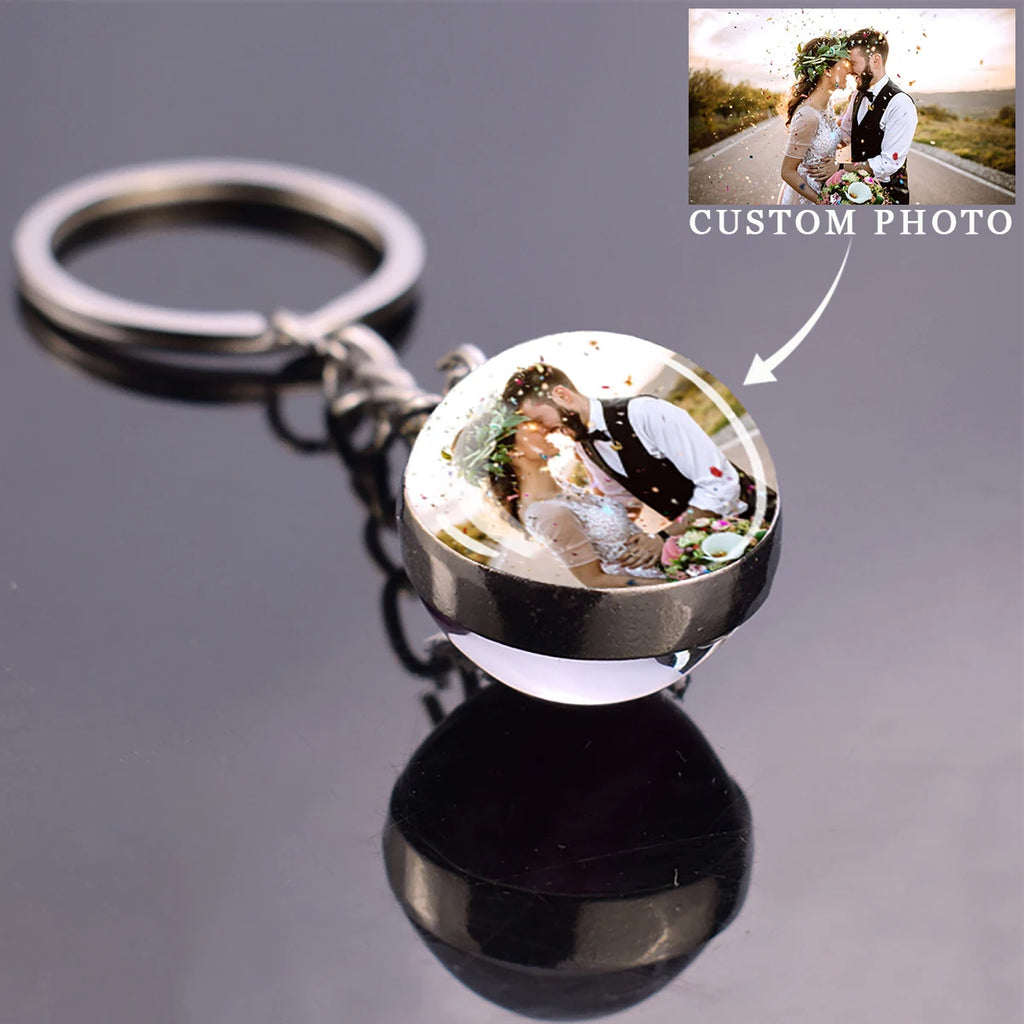 Personalised Double-Sided Luminous Photo Glass Ball Keychain