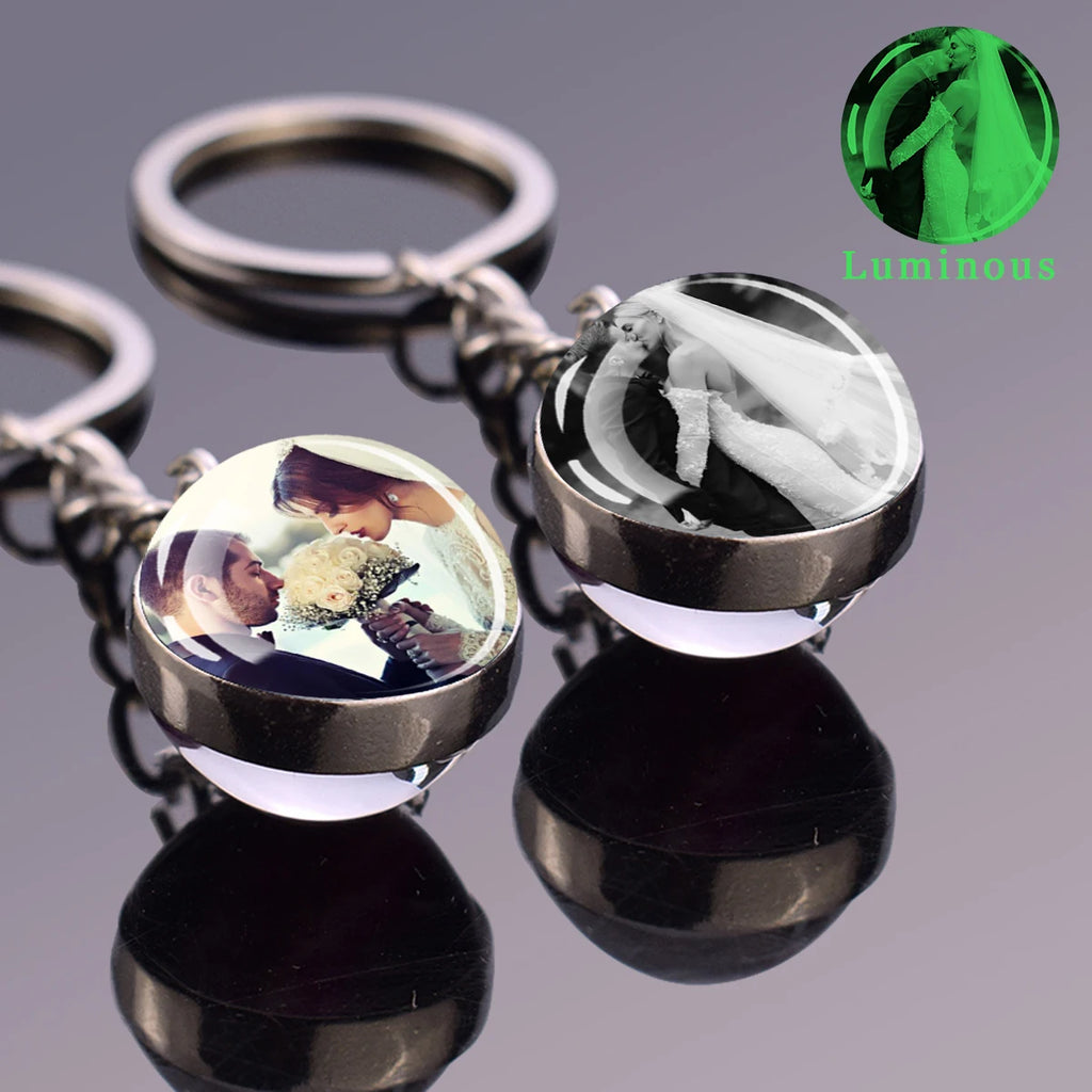 Personalised Double-Sided Luminous Photo Glass Ball Keychain