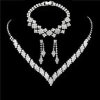 Fashionable silver plated rhinestone folding tassel earrings necklace, wedding jewelry gift, fashionable style