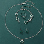 Luxury Women's Quartz Watch & Heart Rhinestone Jewellery Set