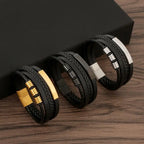 Men's Hand-Woven Multi-Layer Leather Bracelet with Magnetic Clasp