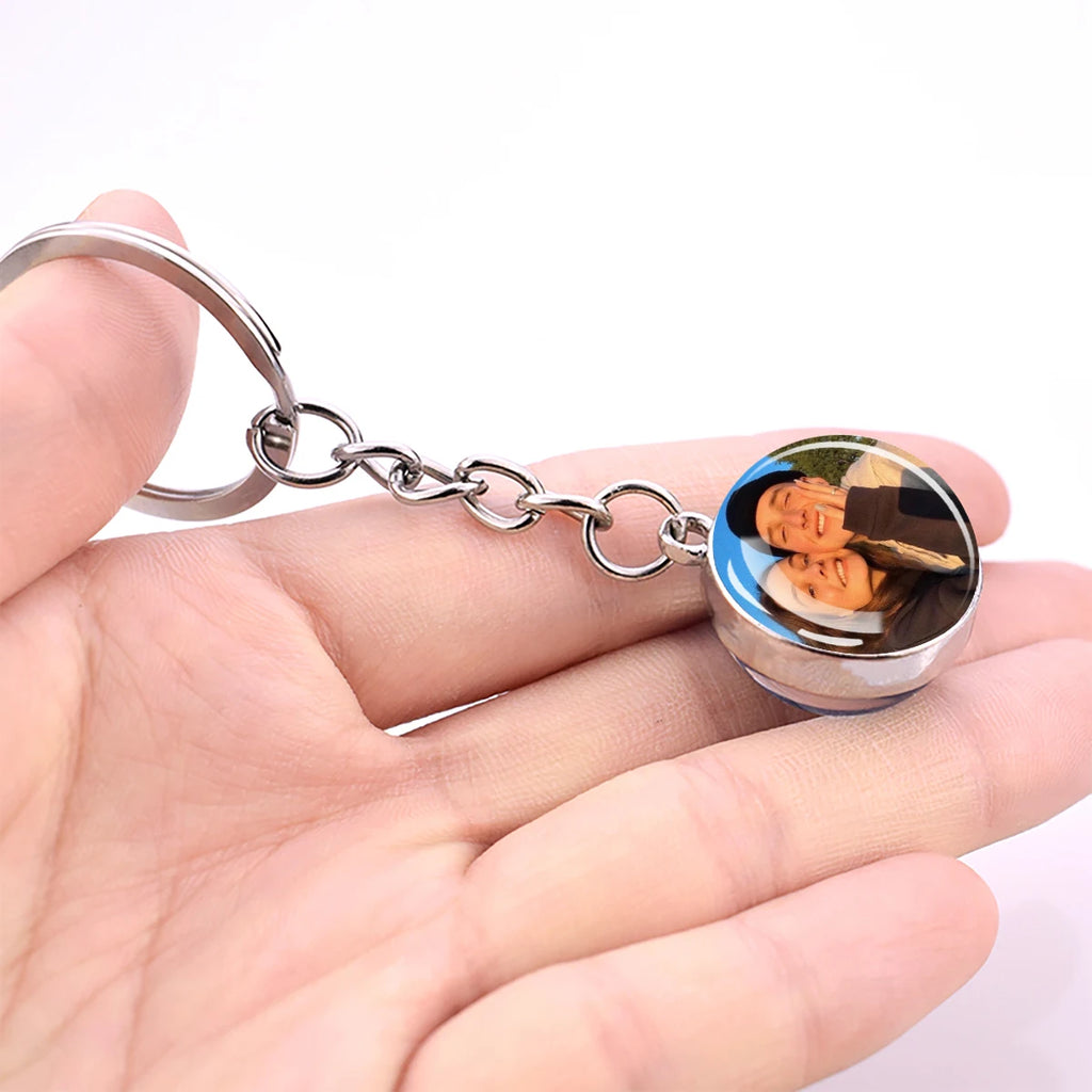 Personalised Double-Sided Luminous Photo Glass Ball Keychain