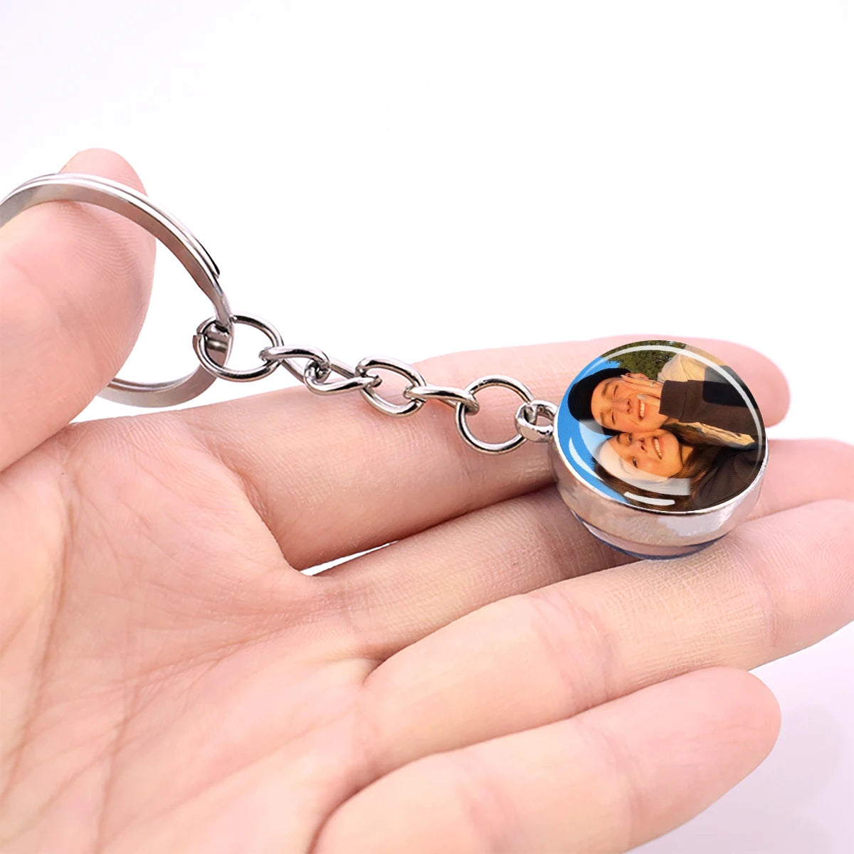 Personalised Double-Sided Luminous Photo Glass Ball Keychain